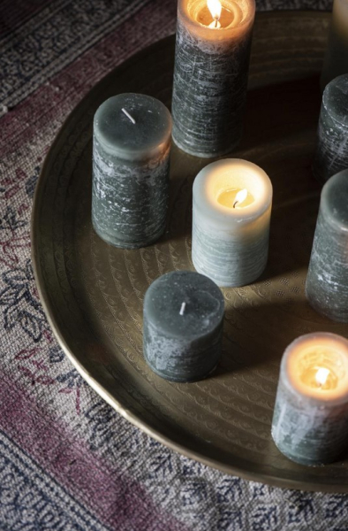 IB Stumpenkerze moosgrün H18cm